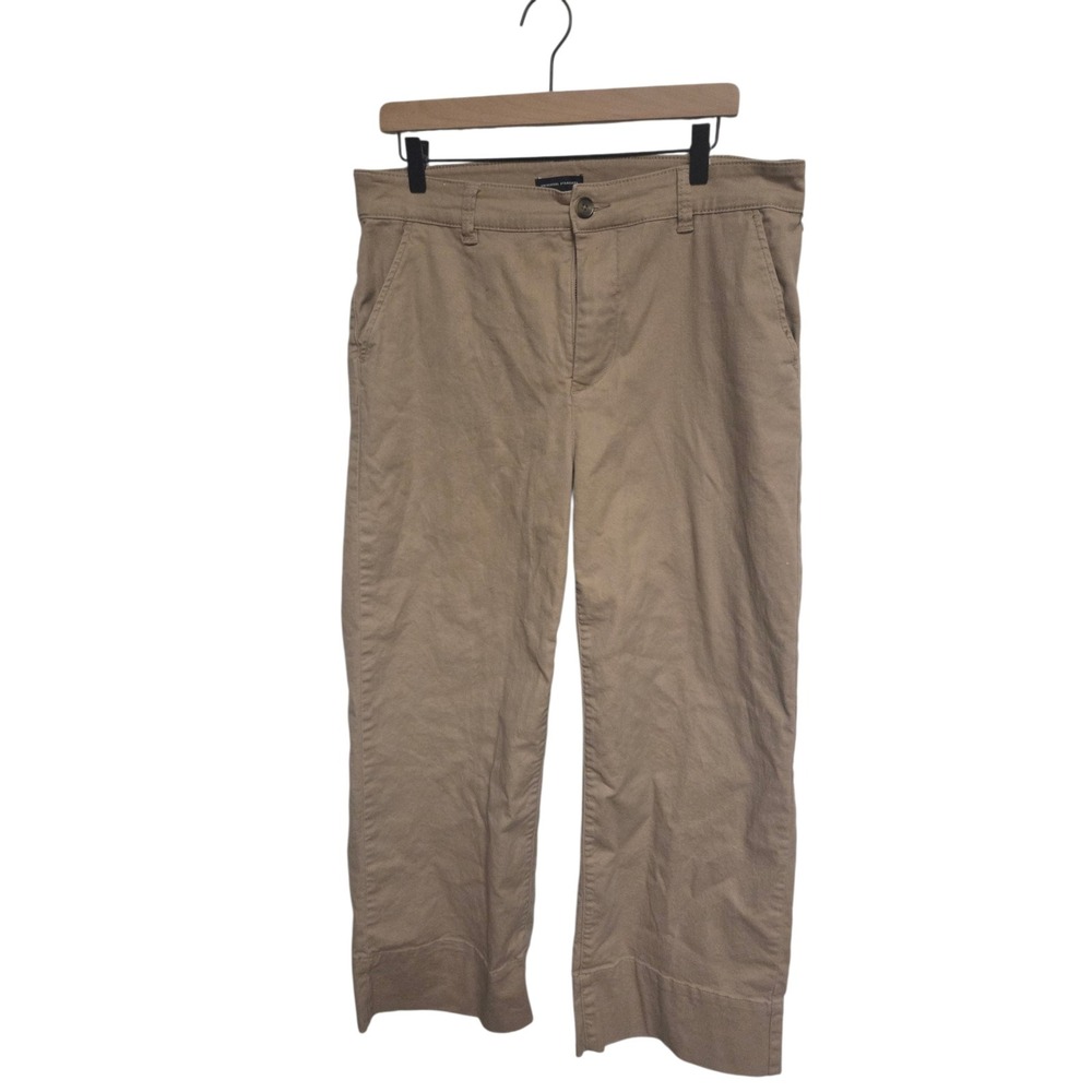 Universal Standard Khaki Wide Leg Cropped Chino Pants Tan Size S 14-16